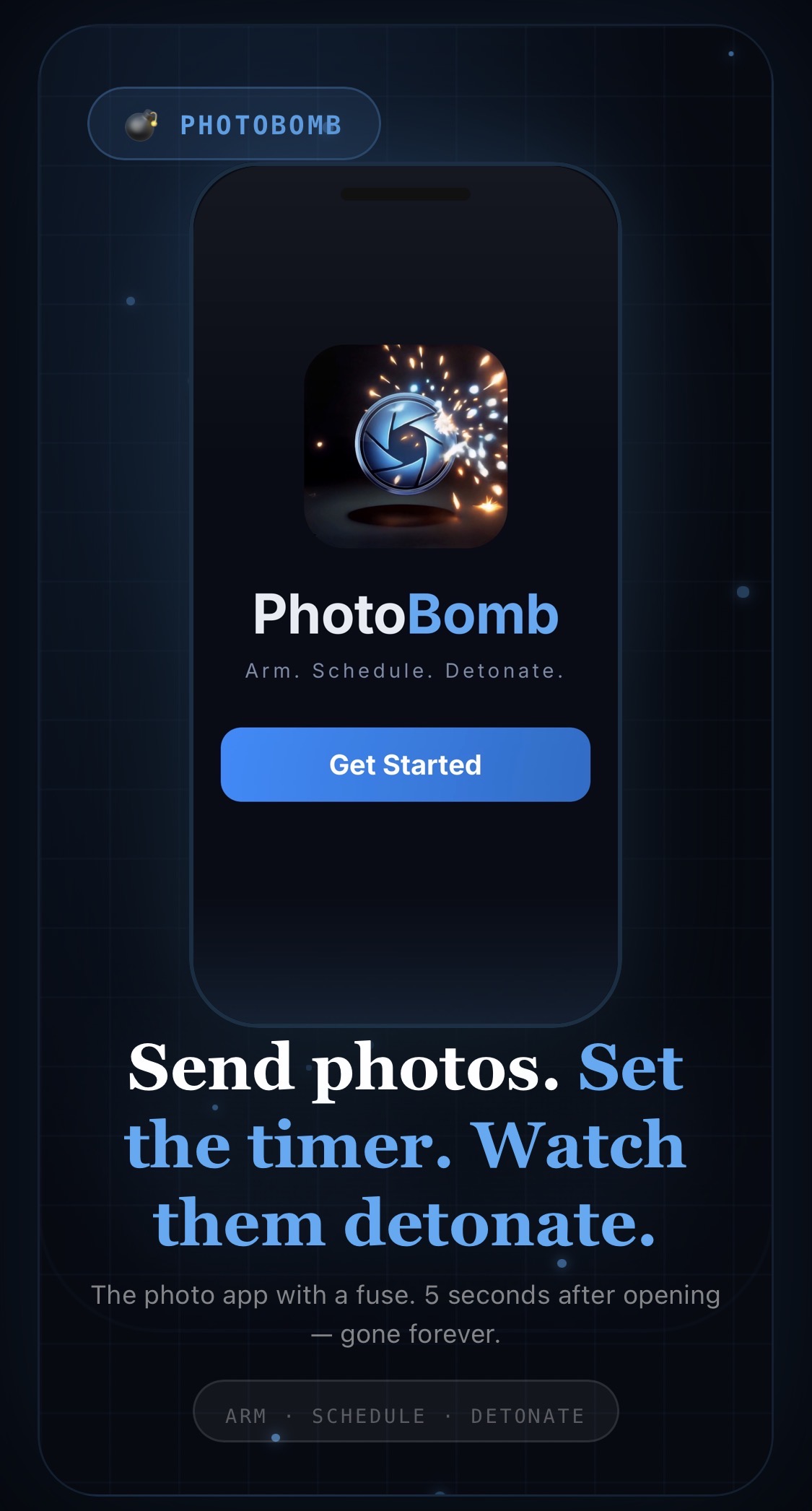 PhotoBomb — Arm. Schedule. Detonate.